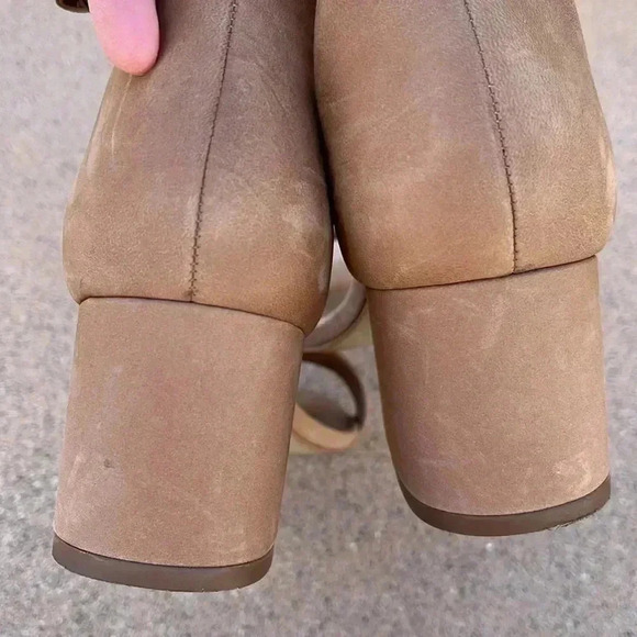 Steve Madden Irenee Block Leather Heels Sandals Ankle Strap Open Toe Neutral 8 - Picture 6 of 9